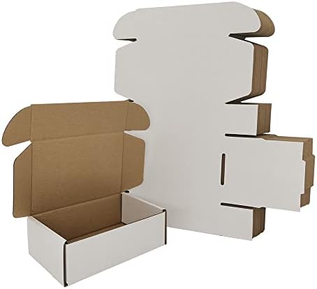 6x4x2'' Small Shipping Boxes 25 Pack, White Corrugated Cardboard Literature Mailers, Mailing Packaging Supplies for Small Business (W642-25) by Rnisda