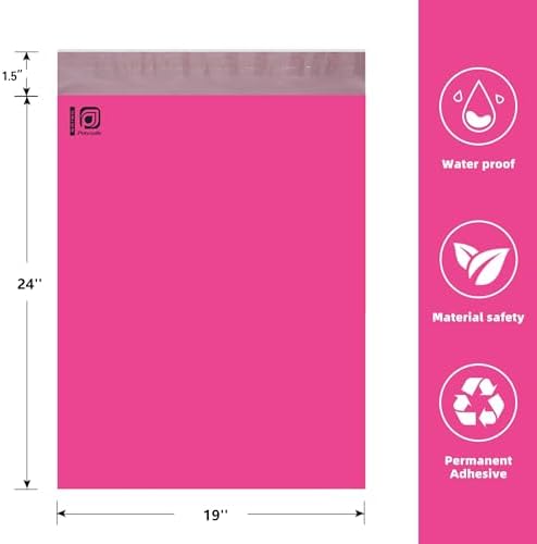 POLYSELLS 100 pcs 19x24 Inches Pink Poly Mailers Shipping Envelopes, Strong Adhesive Sealing, Waterproof, and Tear-resistant Postal Mailing Bags for Clothing, Books, and Accessories - Image 2