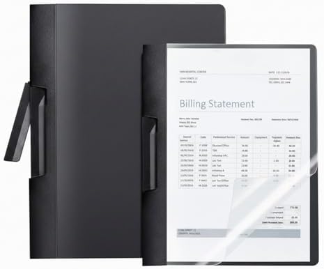 Maitys 1 Pack Clear Report Covers with Clip, Black by Maitys