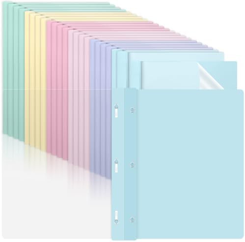 24 PCS Pastel Plastic Report Covers with 3 Prongs Clear Front Presentation Folders 3 Prong Folders for Resume Portfolio Document Report Letter Proposal School Classroom Office Supplies (Pastel) by gisgfim