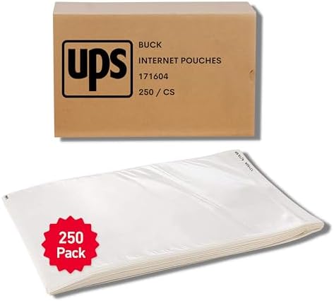 250 Pack 6.5"x10" UPS Shipping Label Sleeves – Clear Self-Adhesive Packing Slip Pouches, Waterproof Packing List Envelopes – Ideal for Shipping Documents, Mailing Labels, Invoices & Packing Slips by BuckUSA