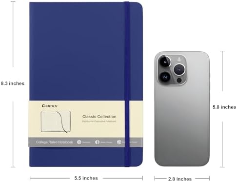 Comix 6 Pack Lined Journal Notebooks for Work, 240 Pages, 5.5"x8.3", Navy - Image 2