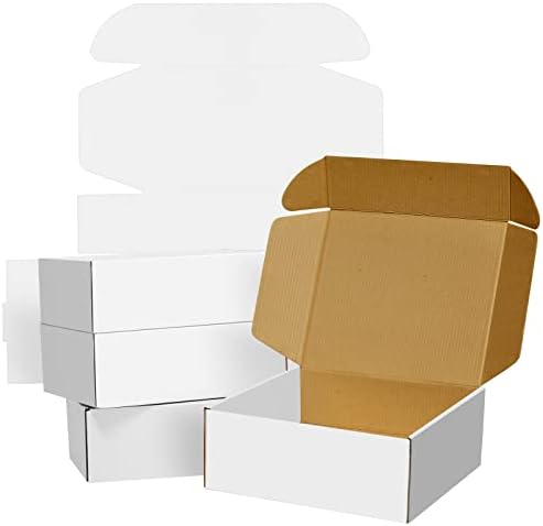 BoShahai 30 Pack 9x6x4 Inches White Corrugated Cardboard Shipping Boxes by BoShahai