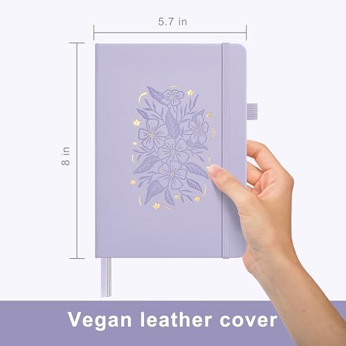 &And Per Se Dotted Journal Notebook, A5 Hardcover Aesthetic Dotted Notebook – 160 Pages 100gsm Thick Dot Grid Paper, 3 Sticker Sheets – Gift-Ready Journaling Kit for Women (Lavender) - Image 2