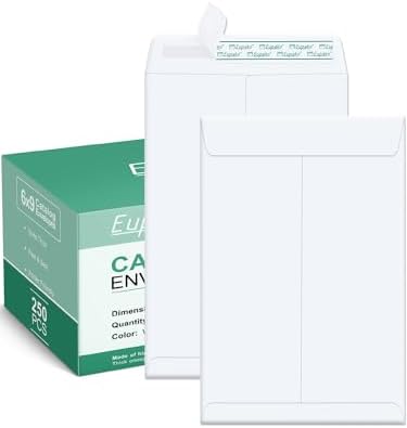 Eupako Catalog Envelopes 6x9 Small White Envelopes Self Seal 250 Pack for Mailing, Organizing, Storage by Eupako