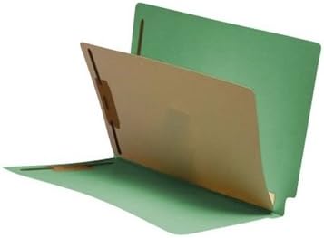 Green Classification Folders - 11pt, 1 Divider, 4 Top Fasteners, 3/4" Expansion, End Tab, Box of 40 by Colortrieve