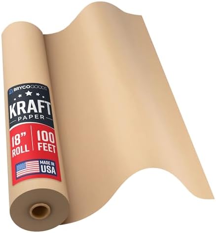 Bryco Goods 18" x 1200" Brown Kraft Packing Paper - USA Made - Versatile for Different Arts and Crafts Projects - Pin Up Your Work Or School Notes - Create Vision Board for Your Bedroom by BrycoGoods