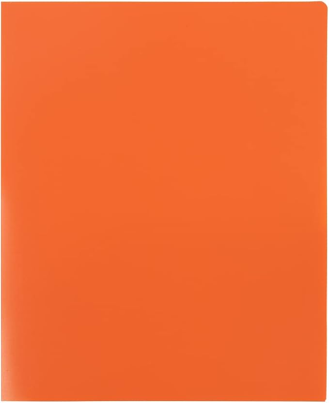 JAM PAPER Heavy Duty Plastic 2 Pocket Extra Tough School Folders - Orange - 6/Pack - Image 7