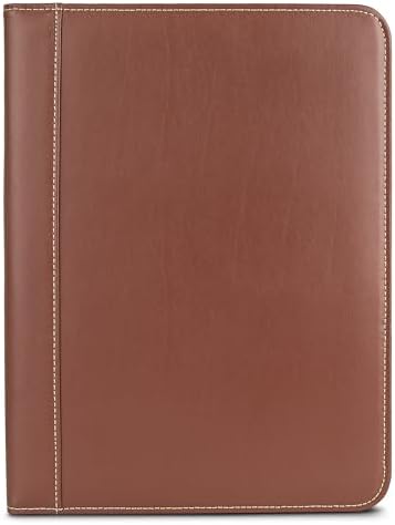 Samsill Contrast Stitch Leather Padfolio and Business Portfolio for Men and Women, Resume/Document Organizer with Writing Pad, Tan - Image 2