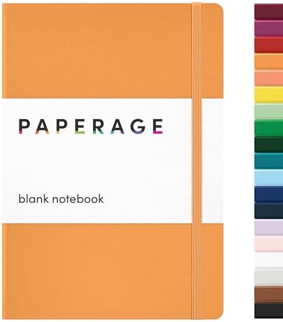 PAPERAGE Blank Journal Notebook, (Marigold), 160 Pages, Medium 5.6 in x 8 in - 100 GSM Thick Paper – Hardcover Journaling Notebook for Work, School, Note Taking or Sketching by PAPERAGE