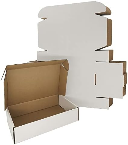 50 Pack 9x6x2'' Small Shipping Boxes, White Corrugated Cardboard Literature Mailers, Mailing Packaging Supplies for Small Business (W962-50) by Rnisda