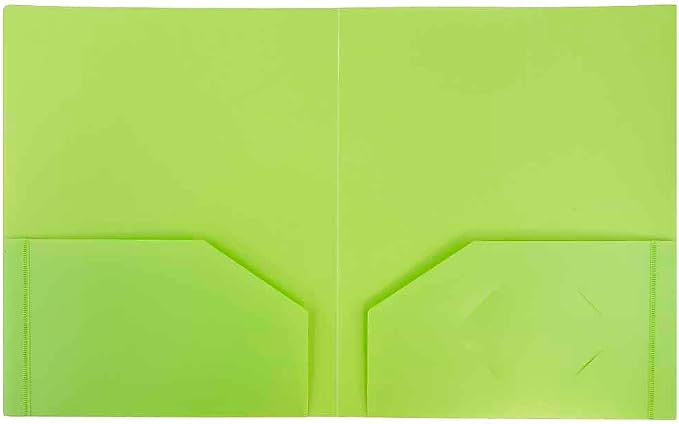 JAM PAPER Heavy Duty Plastic 2 Pocket Extra Tough School Folders - Lime Green - 6/Pack - Image 4