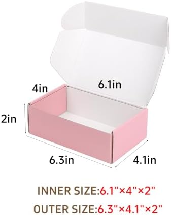6x4x2 in Pink Shipping Boxes for Packaging Small Business, DERZIFUN 50 Pack Mailing Boxes Corrugated Cardboard Mailer Gift Box - Image 2