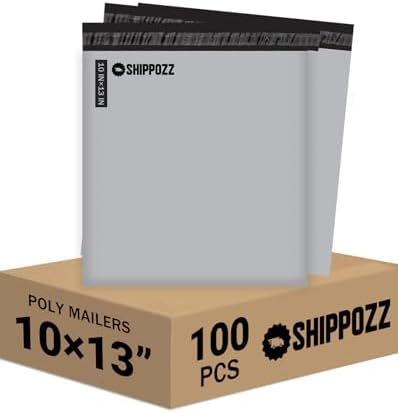 Shippozz 10x13 Poly Mailers 100 Pack, Durable Waterproof Polymailers for Shipping Clothes, Self Seal Mailing Bags for Small Business Packaging Supplies, Mailing Envelopes for Books, and Accessories by Shippozz