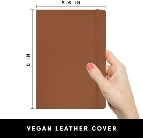 PAPERAGE Dotted Journal Notebook, (Cognac), 160 Pages, Medium 5.6 in x 8 in - 100 GSM Thick Paper – Hardcover Journaling Notebook for Work, School & Bullet Journaling - Image 2