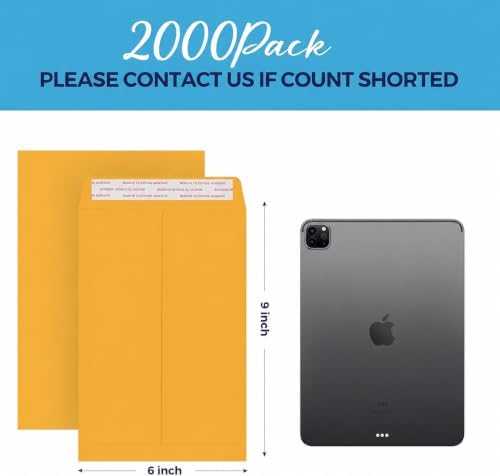 ACSTEP 2000Pack Manilla Envelopes 6 x 9 Brown Kraft Catalog Envelopes Self Seal for Mailing - Image 3