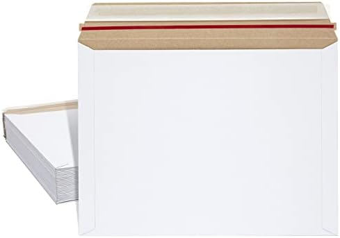 Juvale Mailing Envelopes - 9.5 x 12.5 in, White, 25-Pack - Rigid Flat Mailers with Peel & Seal Closure - Photo & Document Mailers - Cardboard Envelopes for Comic Book Shippers by Juvale