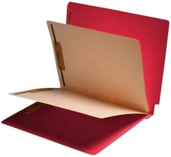 Red Classification Folders - 11pt, 2 Dividers, 6 Top Fasteners, 3/4" Expansion, End Tab, Box of 25 by Colortrieve