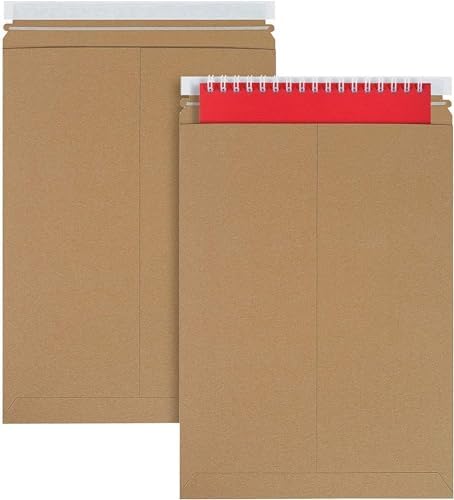 APQ Supply Natural Brown Rigid Mailers, 13 x 18 Inch. Pack of 100 Cardboard Envelopes for Photos, Documents. Sturdy Stay Flat Mailers with Self-Seal Closure. Hard Rigid Shipping Envelopes by APQSupply%C2%AE