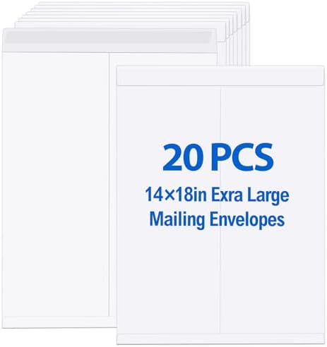 Motipuns 20 Pcs 14'' x 18'' Large Mailing Envelopes with Gummed Flaps by Motipuns