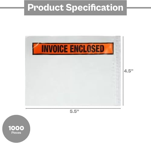 PSBM 1000 PCS 4.5 x 5.5 Inch Orange Panel Face Invoice Enclosed Packing List Envelopes, Pouches for Mailing Labels, Invoices, Documents and Packing Slips - Image 3