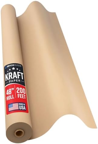 Bryco Goods 48" x 200' (2400") Brown Kraft Paper Roll, Made in USA by BrycoGoods