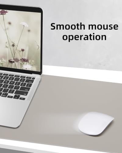 Small Leather Desk Mat, Mouse Pad, Laptop Mat, Non-Slip PU Leather Blotter, Waterproof Writing Pad for Office/Home (23.6"x13.8", Light Grey) - Image 4