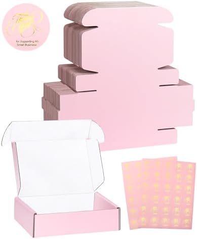 50 Pack 6x4x1.6 in Valentine's Day Shipping Boxes, Shipping Boxes for Packaging Small Business, Colored Medium Corrugated Cardboard Mailer Box by DERZIFUN