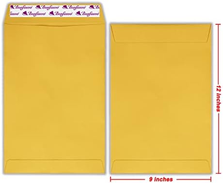 Bonfasvo 300 Pack 9x12 Brown Catalog Envelopes Peel & Seal Security Mailing Envelopes 120GSM Kraft Paper self Seal Envelopes for Invitations Papers Photos Documents Pictures Papers Files - Image 2