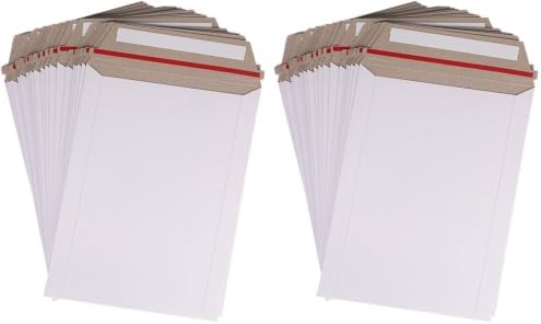 zmybcpack 200 Pack 6X8 inch Self Seal Photo Document Mailers Stay Flat White Cardboard Envelopes White Photography Mailers for CD, Photos, Document by zmybcpack