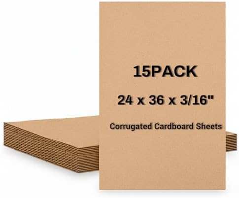 15 Pack 24" x 36" Corrugated Cardboard Sheets, Double Wall, Brown by WelcometoPEKGRIL