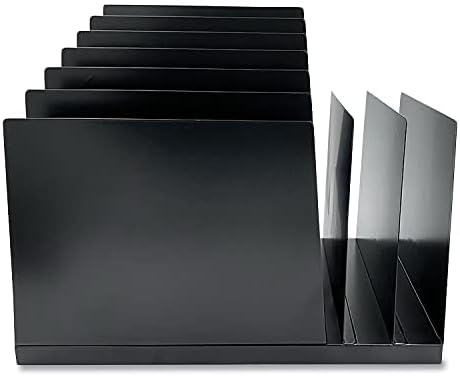 Huron Desktop File Binder Organizer Storage, Combination Vertical 3/Slant 6 Slot Tray, Black Steel - Image 4