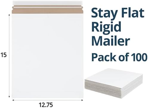 BOX USA Rigid Mailers 12.75 x 15 (100-Pack) - Cardboard Mailer Envelopes for Photos, Artwork, Certificates - Stay Flat - Image 2