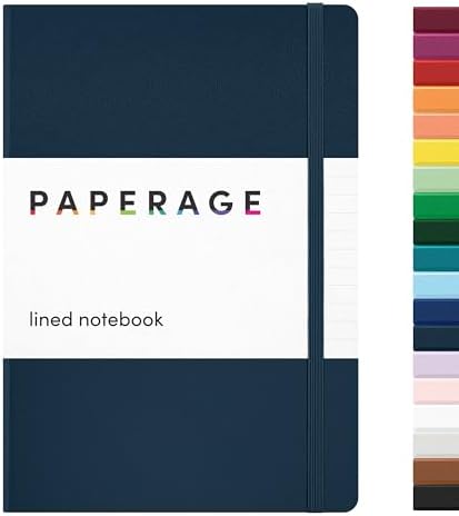 PAPERAGE Lined Journal Notebook, Hardcover Journal for Women & Men, 160 Pages, (5.6 in x 8 in), College Ruled Journaling Notebook for Work, School Supplies & Note Taking, (Navy) by PAPERAGE