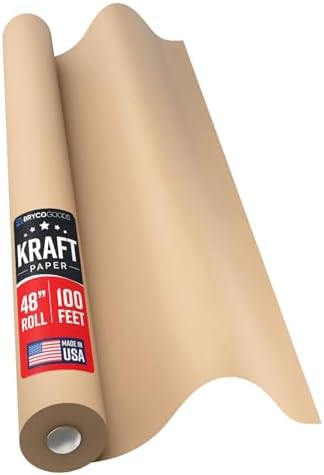 Bryco Goods 48" x 100' (1200") Brown Kraft Paper Roll, Made in USA by BrycoGoods