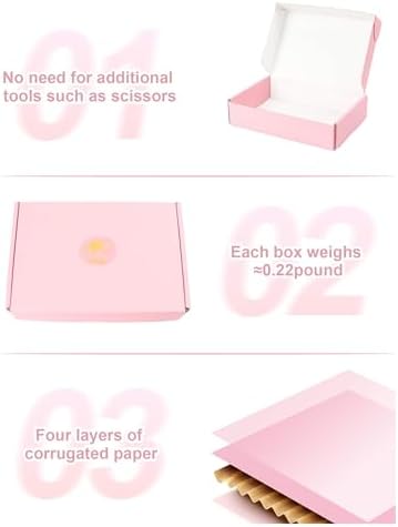9x6x2 Inch Pink Shipping Boxes 45 Pack, Small Cardboard Boxes for Packaging Small Business - Image 4