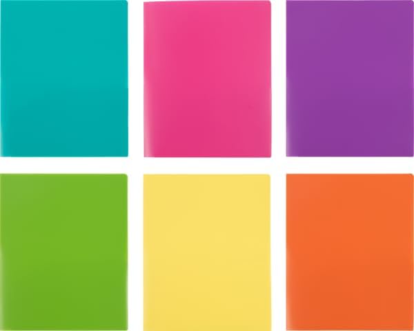 JAM PAPER Heavy Duty Plastic 2 Pocket Extra Tough School Folders - Assorted Fashion Colors - 6/Pack - Image 5