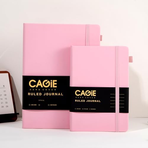 CAGIE Lined Journal Notebook, 320 Pages College Ruled Notebook, 100 Gsm Paper Thick Journal, B5 Hardcover Leather Journals for Writing Women, 7.6x10 In, Pink - Image 6