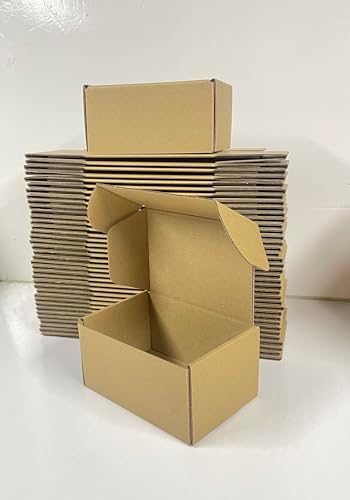50 Pack 6x4x3 Inches Brown Corrugated Mailer Boxes -Corrugated Cardboard Mailing Boxes for Small Business Packaging and Gift Presentation by rongyangtong