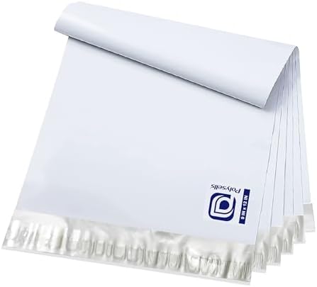 POLYSELLS 100 pcs 9x12 Inches White x Silver Poly Mailers Shipping Envelopes, Strong Adhesive Sealing, Waterproof, and Tear-resistant Postal Mailing Bags for Clothing and Accessories by POLYSELLS