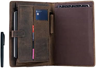 Leather Business Portfolio with Luxury Pen Business Personal Organiser Folder Full Grain Leather padfolio by KomalC (Buffalo Distressed Tan) - Image 2