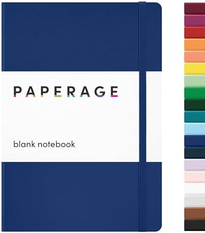 PAPERAGE Blank Journal Notebook, (Royal Blue), 160 Pages, Medium 5.6 in x 8 in - 100 GSM Thick Paper – Hardcover Journaling Notebook for Work, School, Note Taking or Sketching by PAPERAGE