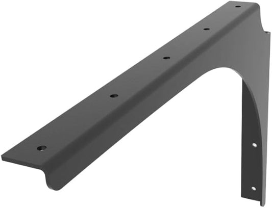 Iron Supports Universal Heavy-Duty Commercial Bracket - Industrial Support Brackets - Steel Mounting Bracket for Shelves, Vanities, Buffets, Desks (Matte Black - 12" Deep x 8" High, Right Hand)