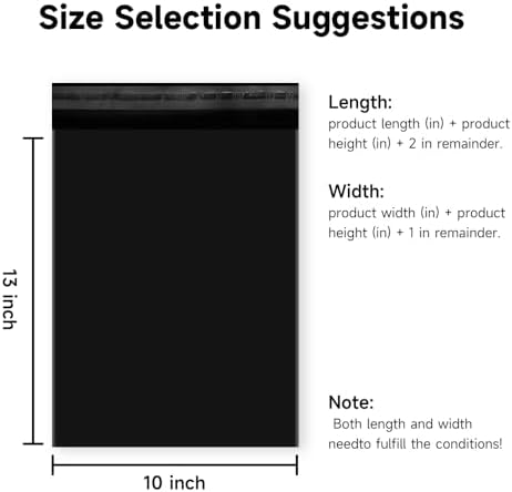 Black Shipping Bags, Self-Seal Poly Mailers 10x13 Inch, 200 Pack - Image 3