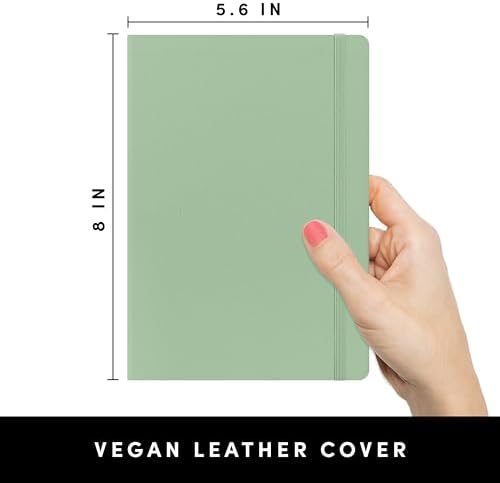 PAPERAGE Dotted Journal Notebook, (Sage Green), 160 Pages, Medium 5.6 in x 8 in - 100 GSM Thick Paper – Hardcover Journaling Notebook for Work, School & Bullet Journaling - Image 2