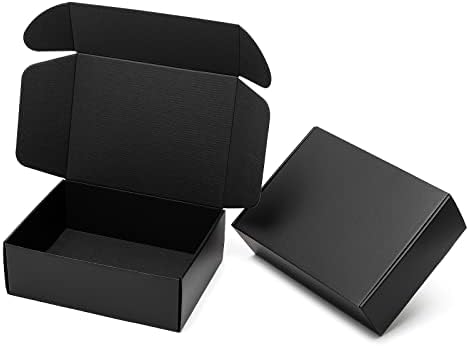 Mcfleet 12x9x4" Black Shipping Boxes - 24 Pack Corrugated Cardboard Mailing Box Packaging for Small Business - Tab Locking Literature Mailer Flat Empty Gift Packing Supplies by Mcfleet