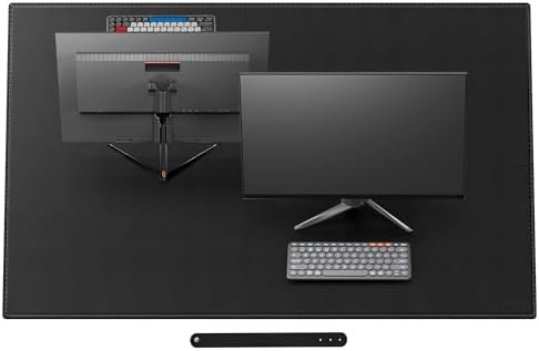 Cacoy 59x35.4 Inch Leather Desk Mat, XXL Large Computer Mouse Pad, PU Leather Desk Pad Blotter Protector, Office Table Cover, Multifunctional Desktop Matt for Desktop, Laptop Mouse Mat (Black) by Cacoy