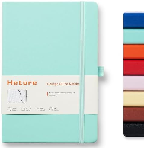 Heture Hardcover Notebooks, A5 Lined Journals Notebook for Writing 160 Pages, 8.2 x 5.5 inch, Classic Ruled Notebooks for College/Work/Travel (Green, 1 Pack) by HetureOffice
