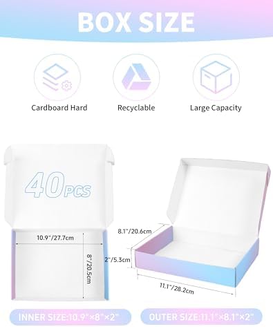 11x8x2 Inch Shipping Boxes 40 Pack, Purple Gradient Mailer Packaging Box, Corrugated Cardboard Boxes for Gift Small Business Literature - Image 2
