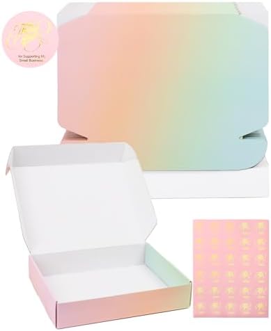 30 Pack 10x8x2 in Shipping Boxes, Shipping Boxes for Packaging Small Business, Colored Medium Corrugated Cardboard Mailer Boxes by DERZIFUN